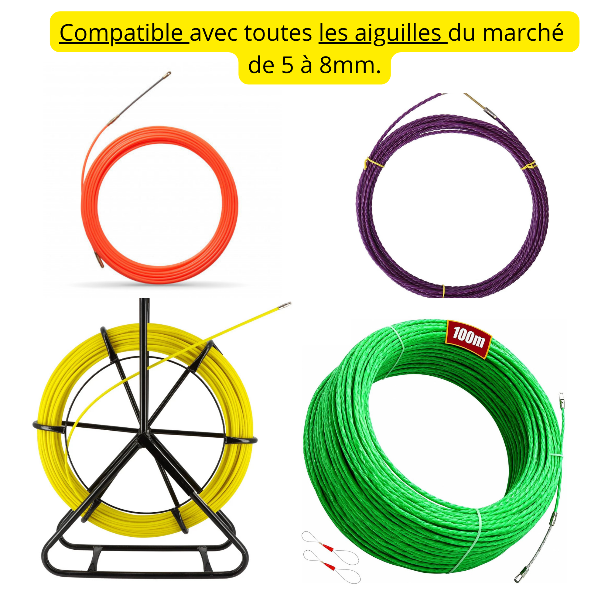 Exemples d'aiguilles tire-fil compatibles de 5 à 8 mm
